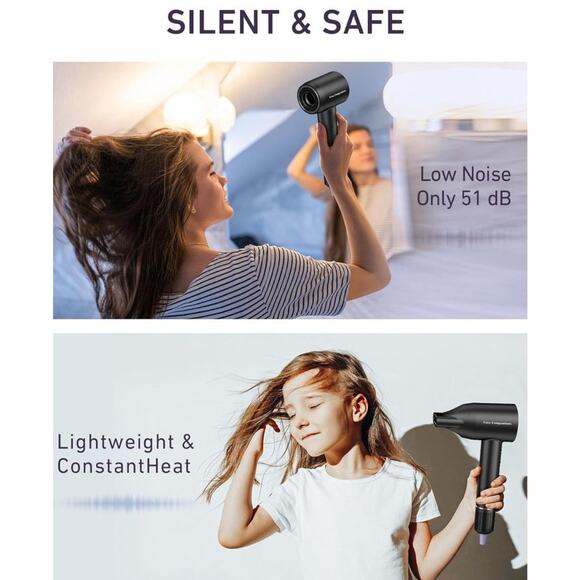 NWT Silver High-Speed Brushless Motor Negative Ionic Hair Dryer Diffuser Nozzle - Picture 7 of 9